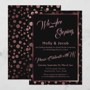 Invitation Nous Fuyons Rose Gold Confetti Bulles & Noir