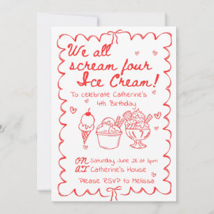 Invitation Nous hurlons tous Four Ice Cream Anniversaire Invi