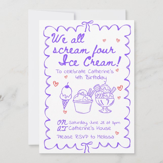 Invitation Nous hurlons tous Four Ice Cream Anniversaire Invi (Devant)