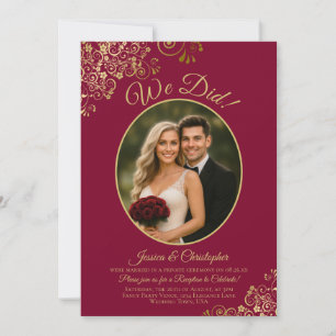 Invitation Nous l'avons fait ! Broderie dorée sur réception d