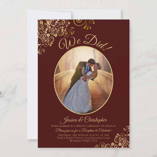 Invitation Nous l'avons fait ! Dentelle dorée à la réception  (Devant)