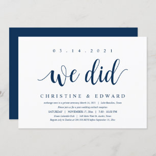 Invitation Nous l'avons fait, Modern Post Mariage Elopement I
