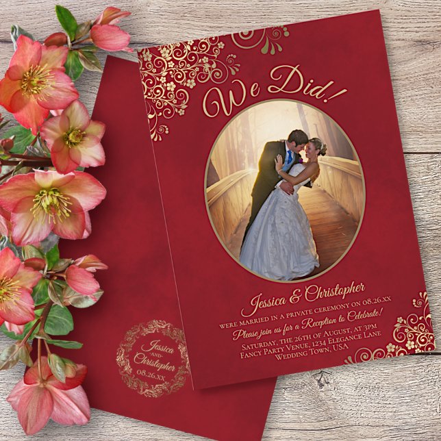 Invitation Nous l'avons fait ! Réception de mariage Rouge cra (Créateur téléchargé)