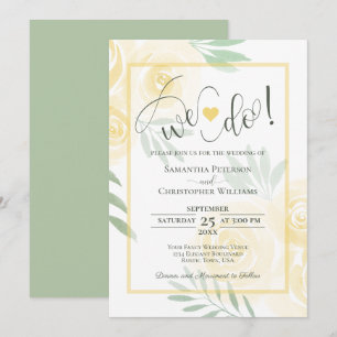Invitation Nous le faisons ! Jaune Beurre et Sauge Roses Boho