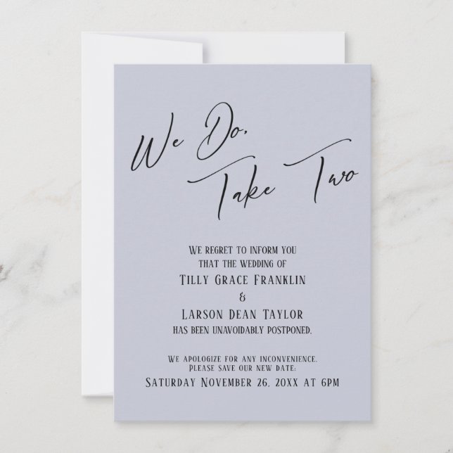 Invitation Nous le faisons, prenez deux : Mariage retardé Dus (Devant)