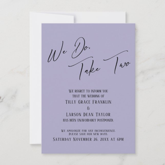 Invitation Nous le faisons, prenez deux mariages retardés pou (Devant)