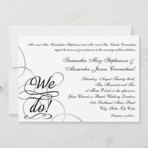 Invitation Nous le faisons, Tourbillonnant Mariage noir et bl