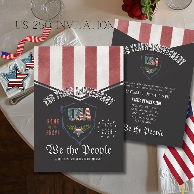 Invitation Nous, le Peuple, Anniversaire Patriotique US 250 (US 250 We the People Patriotic Anniversary Invitation)