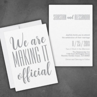 Invitation "Nous le rendons officiel" Minimaliste Mariage