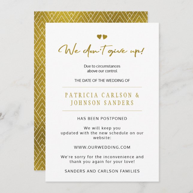 Invitation Nous n'abandonnons pas l'annonce de mariage report (Devant / Derrière)