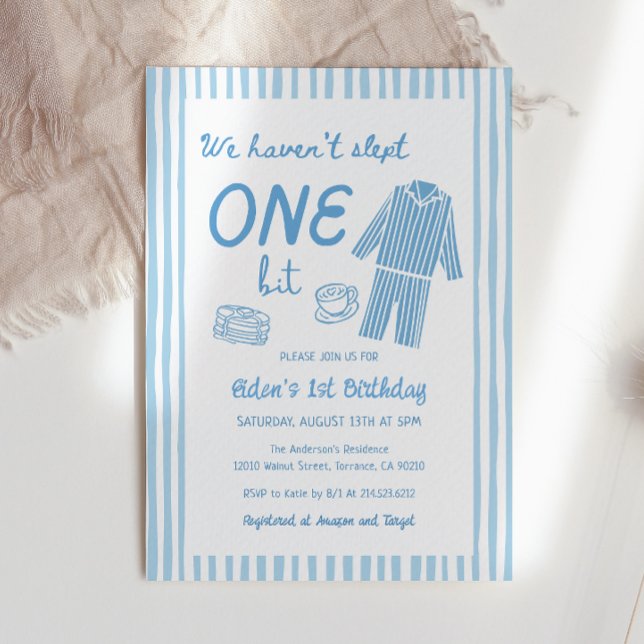 Invitation Nous n'avons pas dormi un peu 1ère fête d'annivers (Créateur téléchargé)