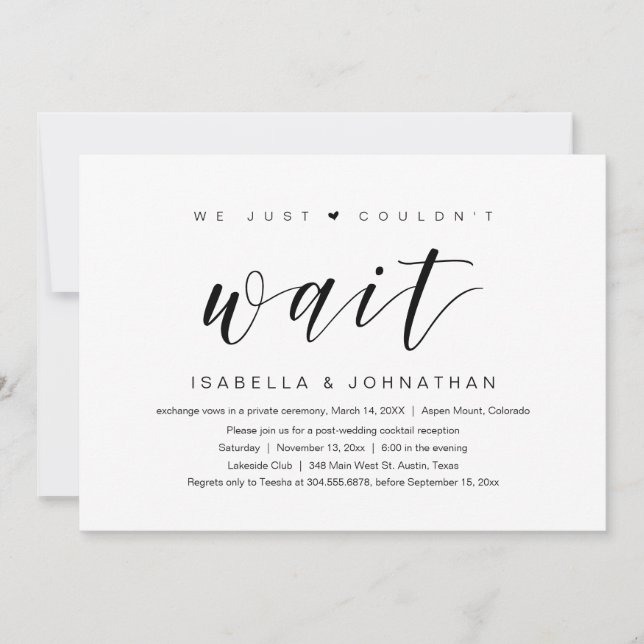Invitation Nous n'avons pas pu attendre, Mariage en fuite (Devant)