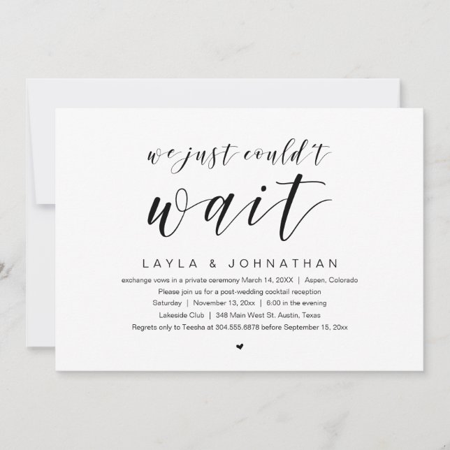 Invitation Nous n'avons pas pu attendre, Mariage Fuite de Cér (Devant)