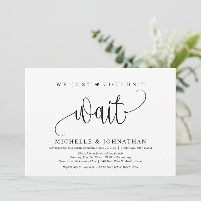 Invitation Nous n'avons pas pu attendre, Mariage Fuite Party (Debout devant)