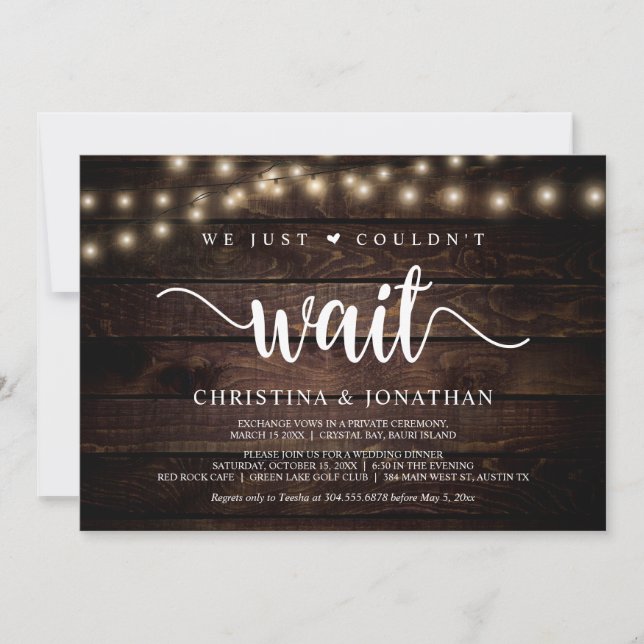 Invitation Nous n'avons pas pu attendre, Mariage Intime Rusti (Devant)