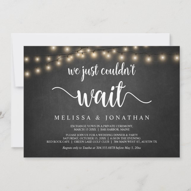 Invitation Nous ne pouvions pas attendre, Mariage Elopement I (Devant)