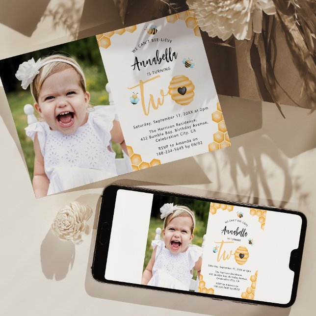 Invitation Nous ne pouvons pas Bee-lieve | 2e anniversaire Ph (Créateur téléchargé)