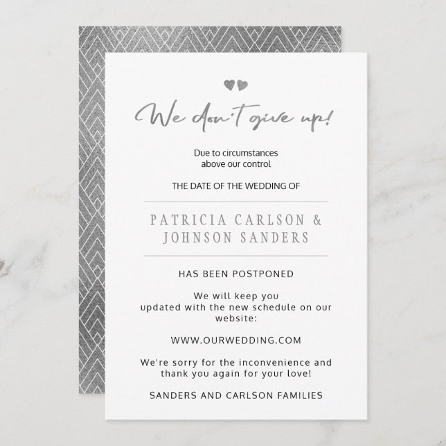 Invitation Nous ne renonçons pas annonce de mariage reporté (Devant / Derrière)