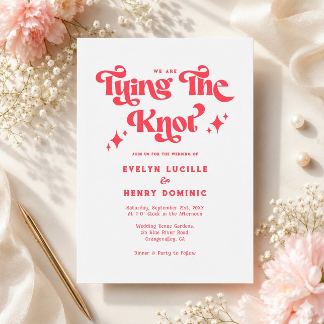 Invitation Nous nouons le nœud Mariage Rouge & Blanc (Créateur téléchargé)