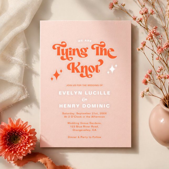 Invitation Nous Nouons Le Nœud Rétro Moderne Mariage  (Créateur téléchargé)