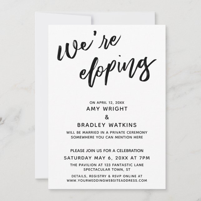 Invitation Nous nous enfuyons simplement calligraphie moderne (Devant)