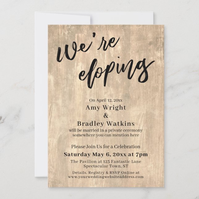Invitation Nous nous enfuyons Typographie d'écriture manuscri (Devant)