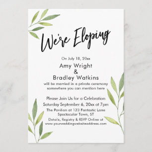 Invitation Nous nous enfuyons Typographie, Feuillage aquarell