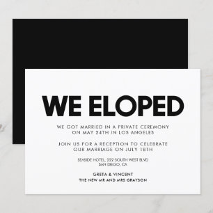 Invitation Nous nous sommes enfuis Annonce de mariage moderne
