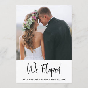 Invitation Nous nous sommes enfuis Annonce de mariage photo