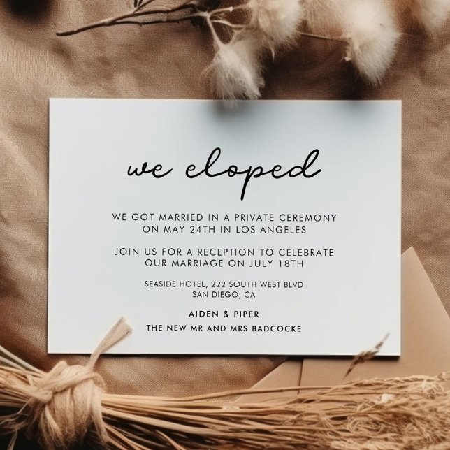 Invitation Nous nous sommes enfuis Annonce de mariage simple (Créateur téléchargé)