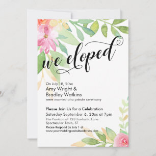 Invitation Nous nous sommes enfuis Calligraphie Fleurs aquare