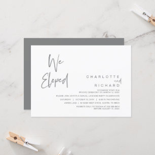 Invitation Nous nous sommes enfuis, célébration de mariage en