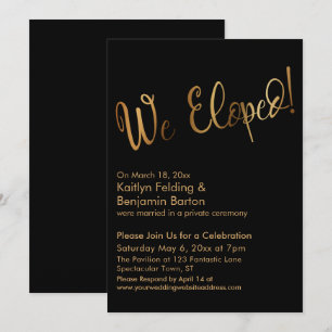 Invitation Nous nous sommes enfuis ! Célébration de mariage G
