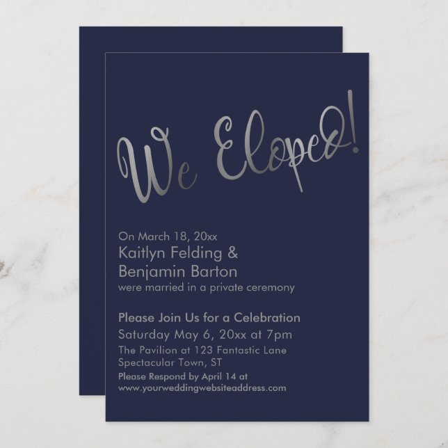 Invitation Nous nous sommes enfuis ! Cérémonie de mariage apr (Devant / Derrière)