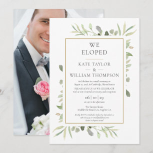 Invitation Nous nous sommes enfuis Photo de mariage vert
