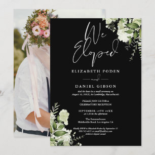 Invitation Nous nous sommes enfuis Vert floral Photo Mariage