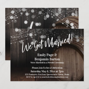 Invitation Nous nous sommes mariés Russe Baril de bois et lum