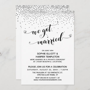 Invitation Nous Nous Sommes Mariés Script Argent Confetti Réc