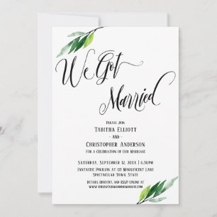 Invitation Nous nous sommes mariés Script élaboré et verdure