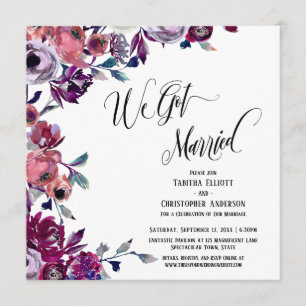 Invitation Nous nous sommes mariés Script Élaboré Fleurs Gras