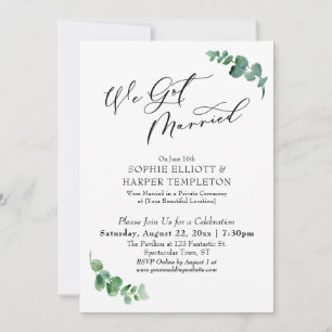 Invitation Nous nous sommes mariés Simple Eucalyptus Réceptio