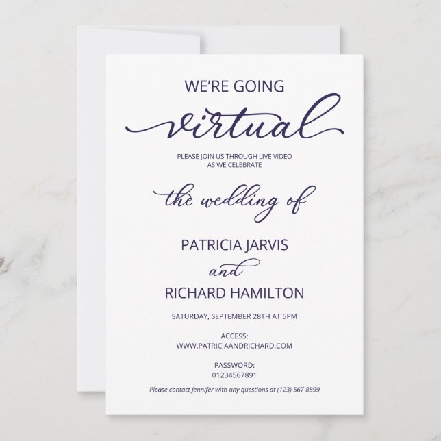 Invitation Nous organisons un mariage virtuel avec distanciat (Devant)