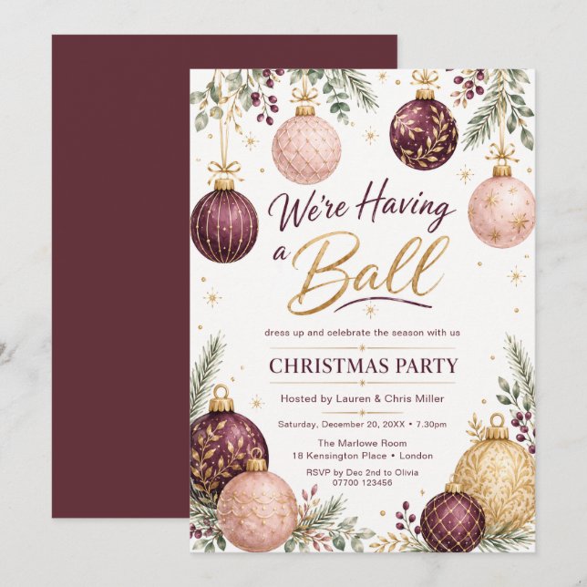 Invitation Nous organisons une fête de Noël dansante (Devant / Derrière)