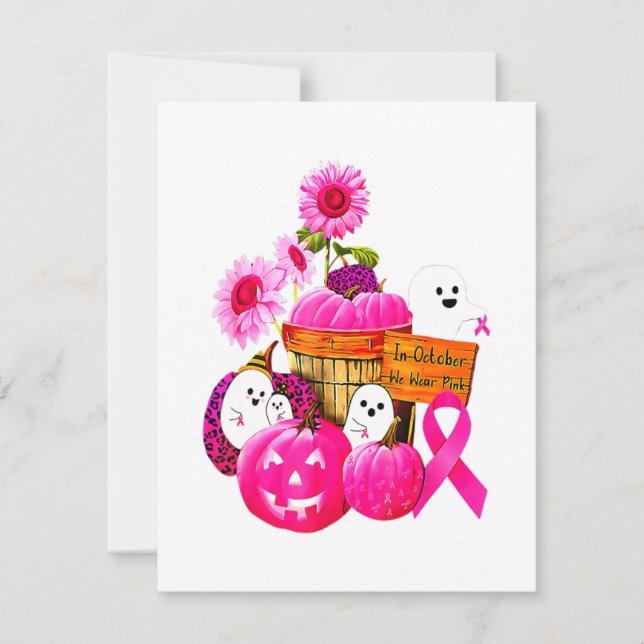 Invitation Nous Portons Des Fantômes Roses Et Des Citrouilles (Devant)