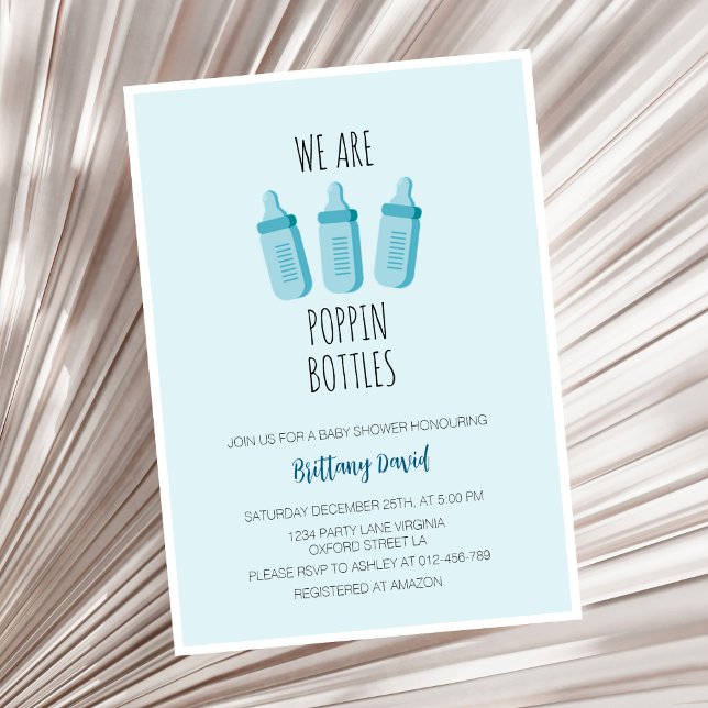 Invitation Nous Poulons Bouteilles Baby shower Garçon Bleu (Créateur téléchargé)