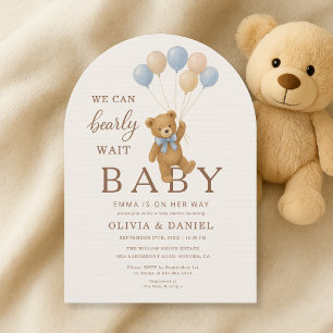 Invitation Nous pouvons à peine attendre Baby Boy Ours Couple