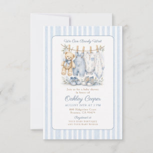 Invitation Nous Pouvons à Peine Attendre Baby Shower Bleu