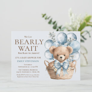 Invitation Nous pouvons à peine attendre Baby Shower ours gar