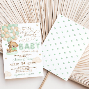 Invitation Nous pouvons à peine attendre Fête de bébé verte