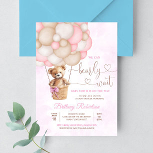 Invitation Nous pouvons à peine attendre fille ours en peluch